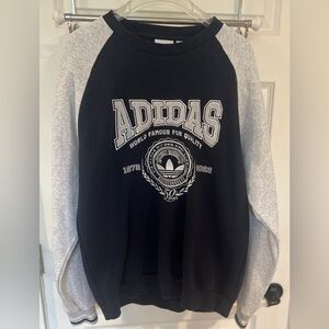 Adidas Black Crewneck Sweatshirt with Light Gray Raglan Sleeves